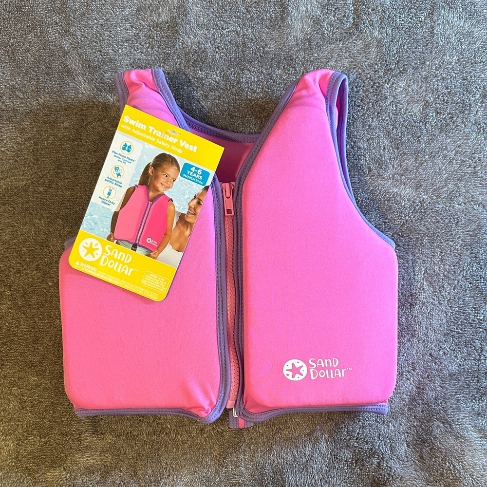 Sand Dollar Kids Swim Trainer Vest Pink Purple Age 4-6 Max 50lbs